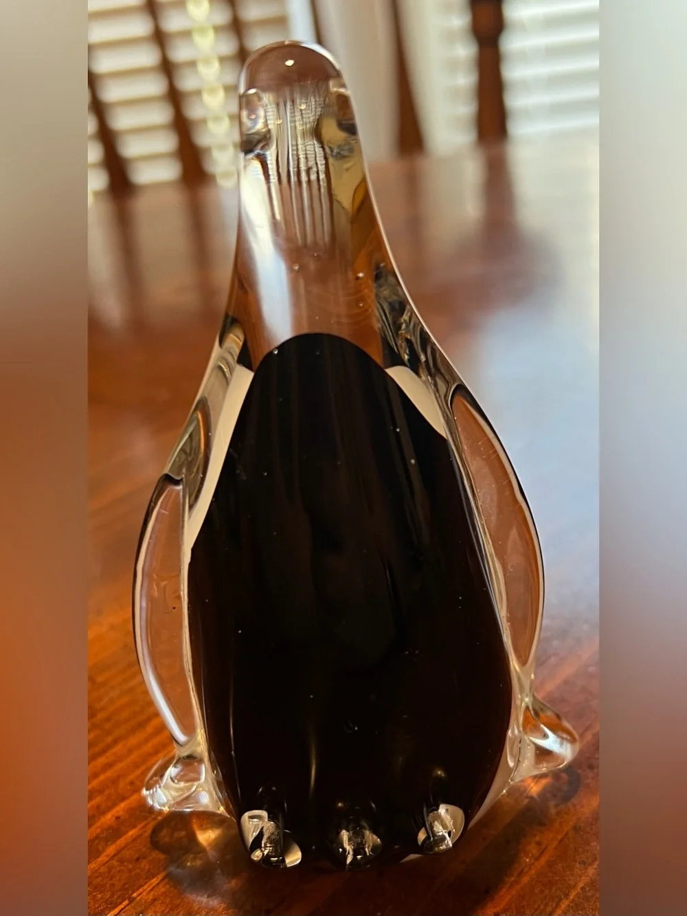 VTG Pier 1 Art Glass Penguin Paper Weight Hand Blown 5 Inches Tall Bird Figurine